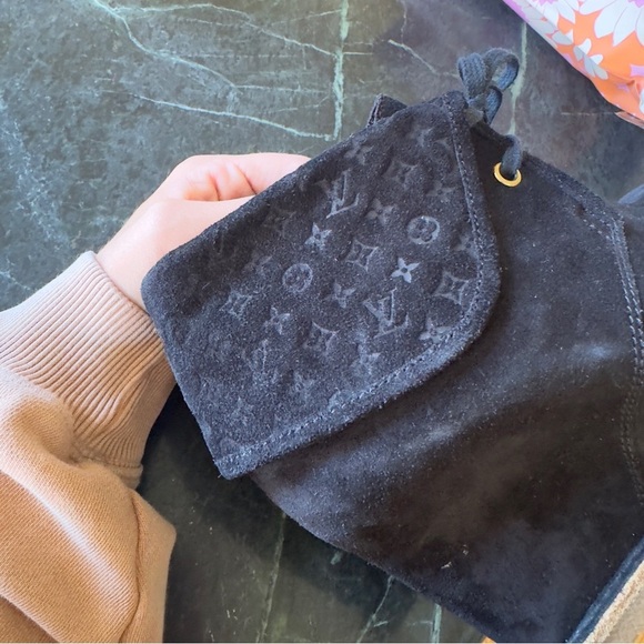 Louis Vuitton Black LV Monogram Suede Wedge Lace up Sneakers Size 37 - Picture 9 of 9